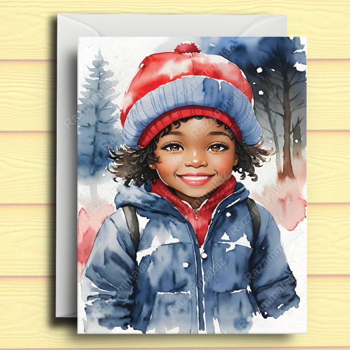Black Girl R Christmas Card